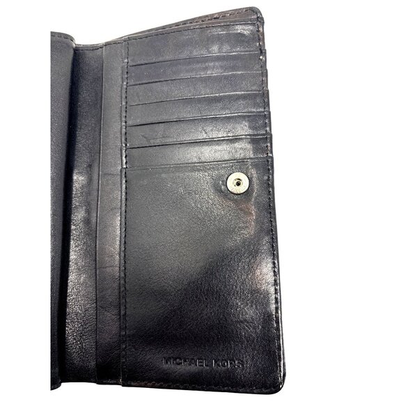 Michael Kors Aster Studded Wallet Bifold Checkbook Black Smooth Leather EUC - Picture 7 of 9